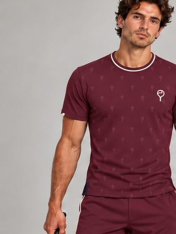 Men's crew tee and shorts, Burgundy